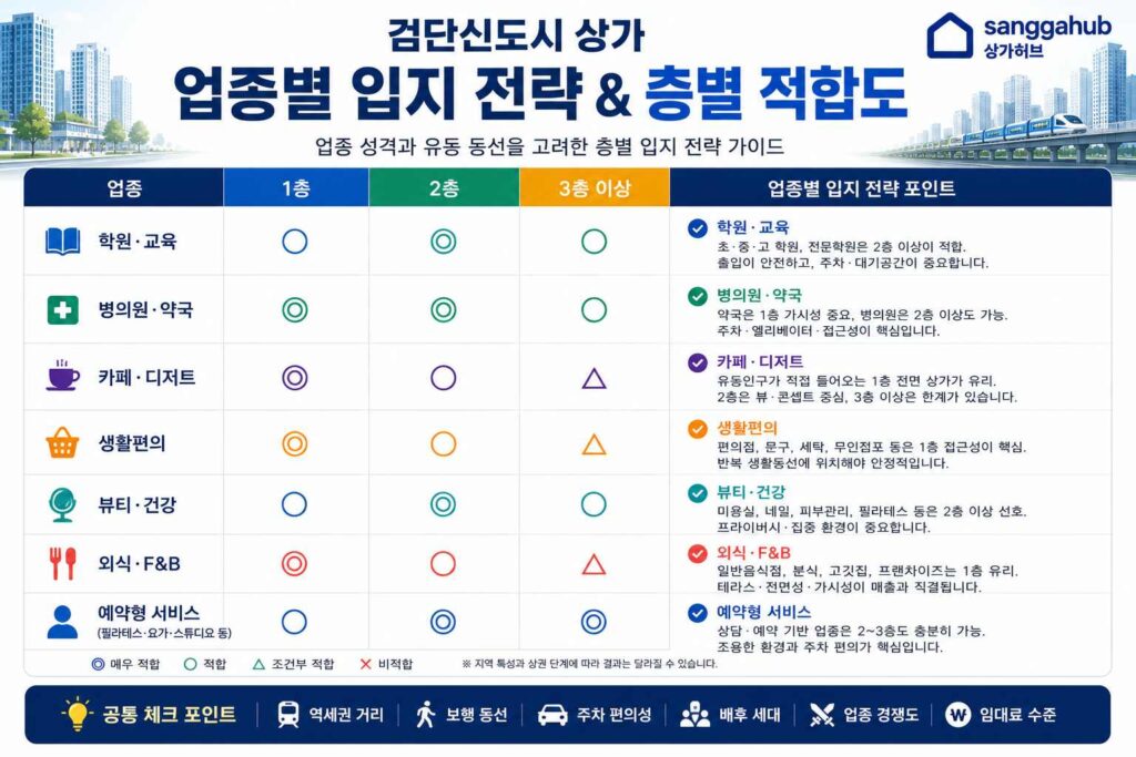 검단상가 업종별 입지전략&층별 적합도