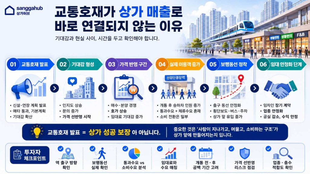 교통호재가 상가매출로 바로 연결되ㄴ지 않는 이유