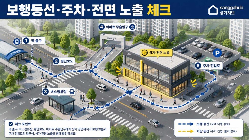 검단신도시 보행동선 주차 전면 노출 체크